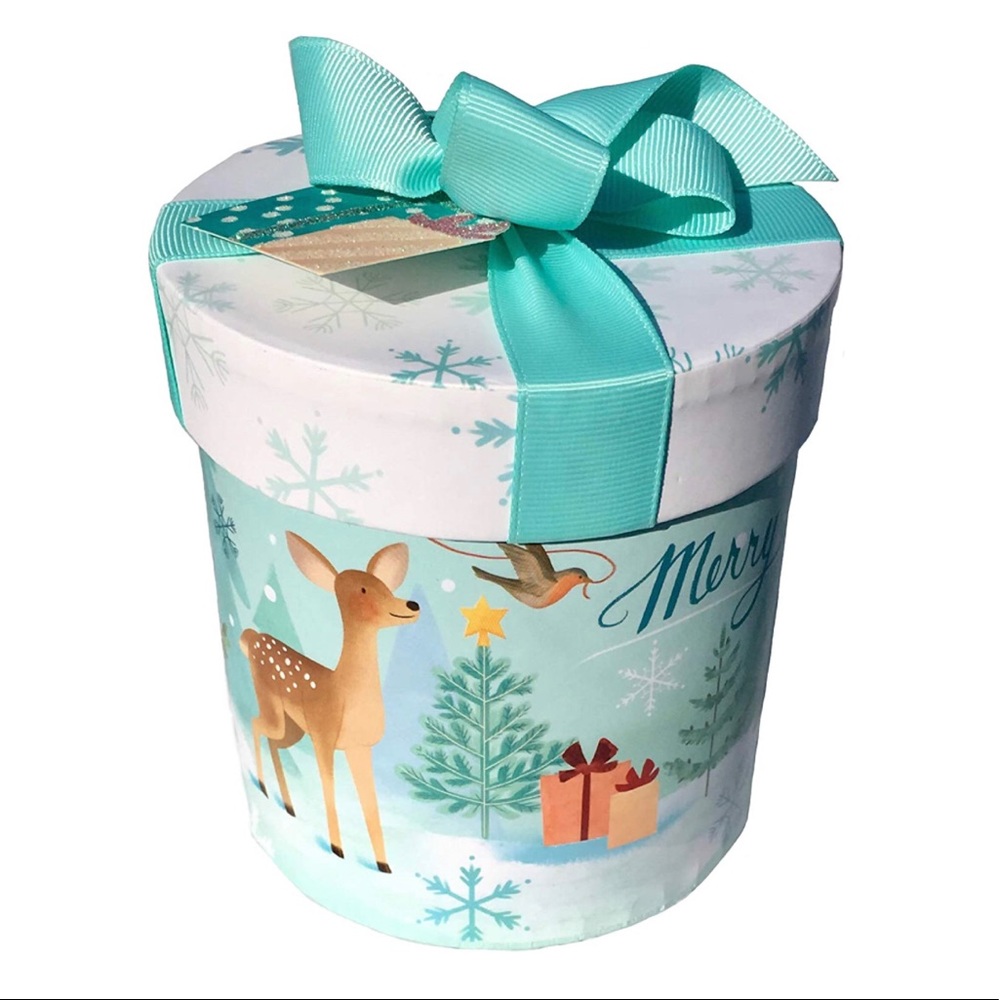 Molly & Rex Christmas Forest Critters Cylinder Trinket Gift Box with Tag (19912)